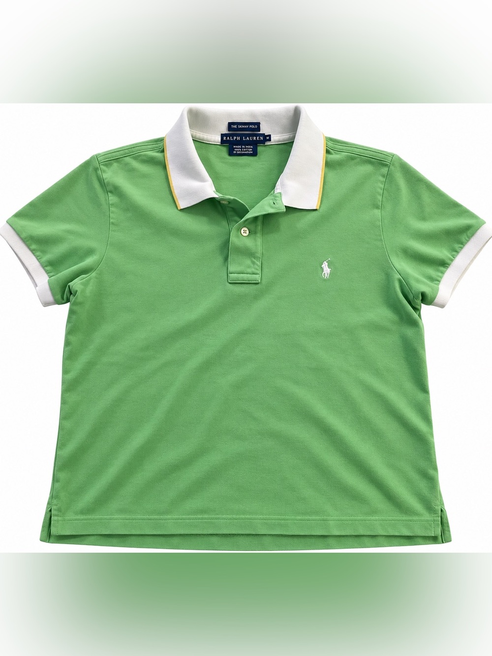 Ralph Lauren Light Green Polo with White Collar and Yellow Piping